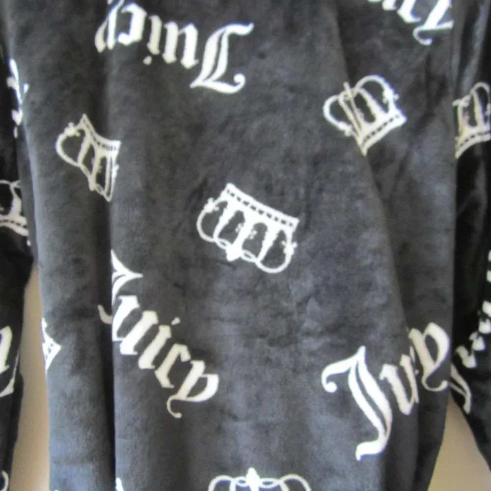 Juicy Couture Bathrobe Robe Crown Black Sleepwear Women - Picture 4 of 4